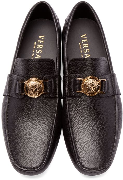 versace collection mocassino leather loafers|Versace loafers for women.